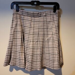 Hippie rose pleated plaid skirt size small tan